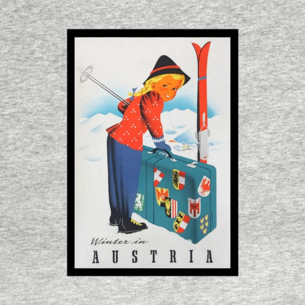 Winter in Austria vintage travel poster by Redbooster